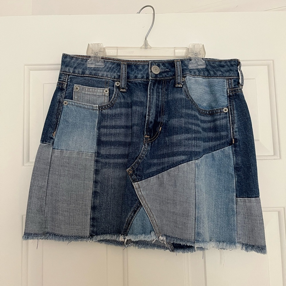 Patchwork jean skirt